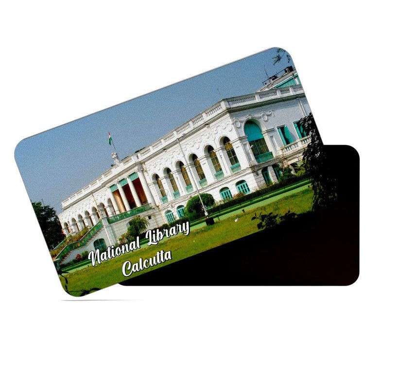 dhcrafts Rectangular Rubber Fridge Magnet / Magnetic Card Multicolor West Bengal National Library Calcutta Design Pack of 1 (8.6cm x 5.4cm)